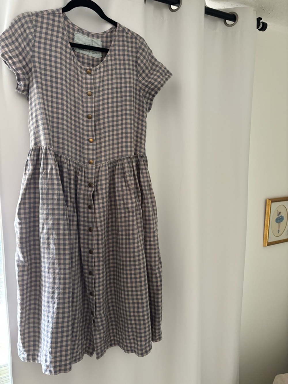 notPERFECTLINEN Blue and White Gingham Midi Dress